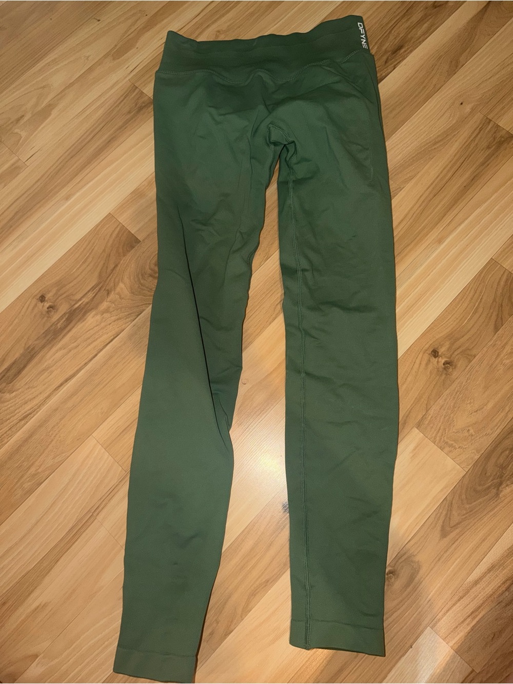 Moss Green Active Leggings with Printed Waist Label